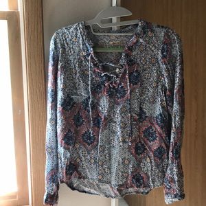 NEW! Floral Lace Up Shirt